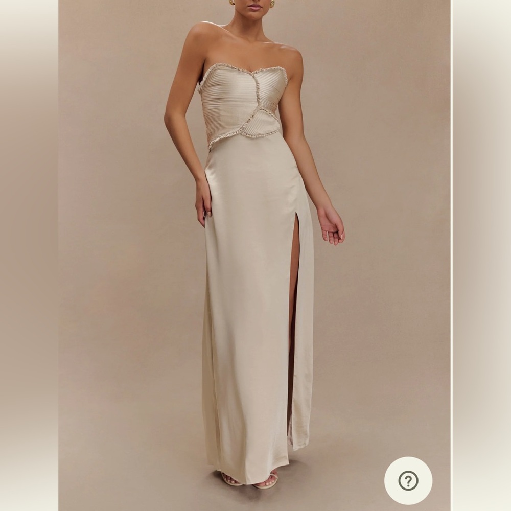 Meshki Larissa Satin Maxi Dress with Ruched Petals